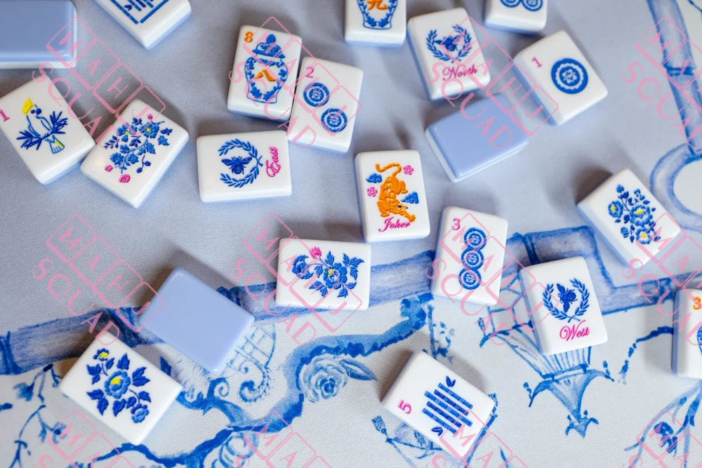 Blue Chinoiserie Mahjong Tiles - Mahjong
