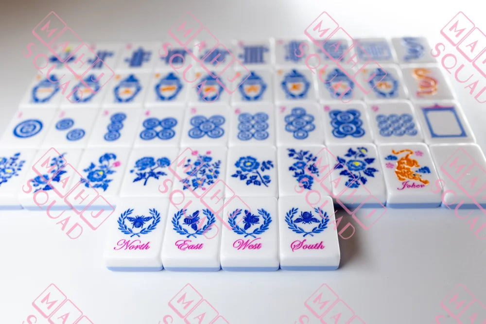Blue Chinoiserie Mahjong Tiles - Mahjong