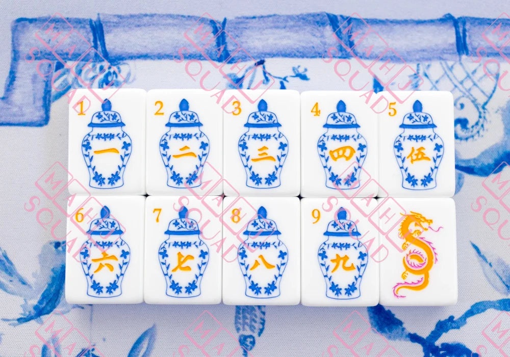 Blue Chinoiserie Mahjong Tiles - Mahjong