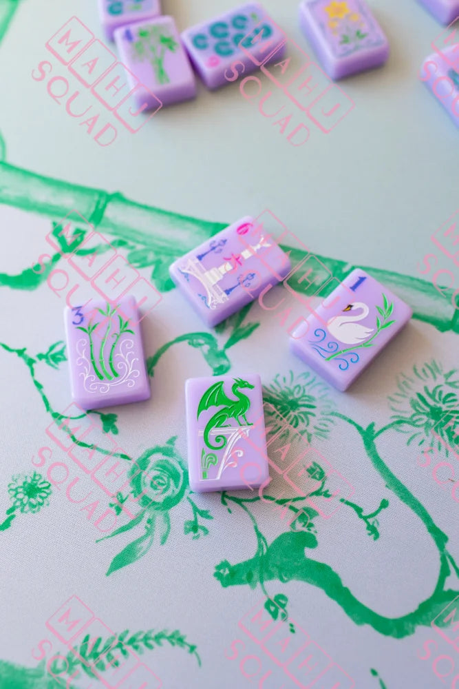 Jade Green Chinoiserie Mahjong Mat - Mahjong Mats