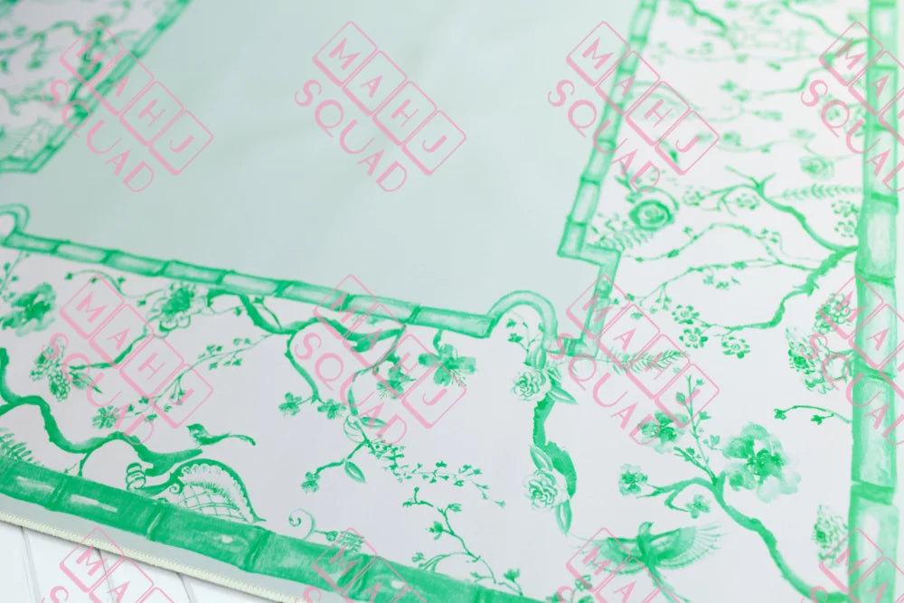 Jade Green Chinoiserie Mahjong Mat - Mahjong Mats