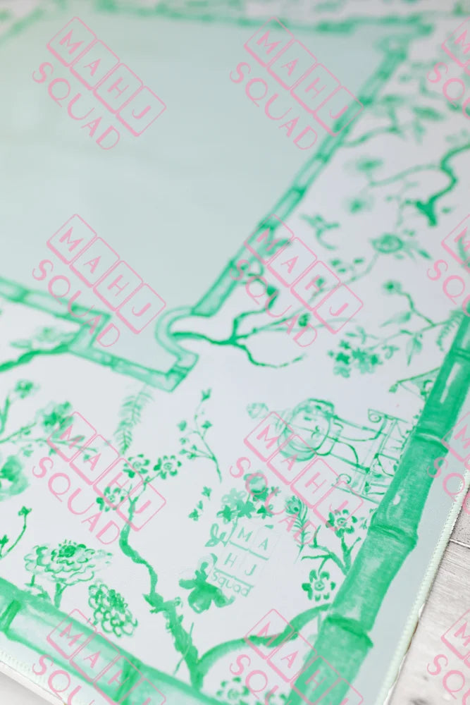 Jade Green Chinoiserie Mahjong Mat - Mahjong Mats