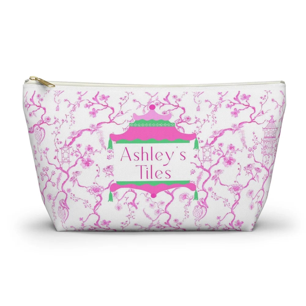 Pink and White Chinoiserie Mahjong tile bag - Pouches & Coin Purses
