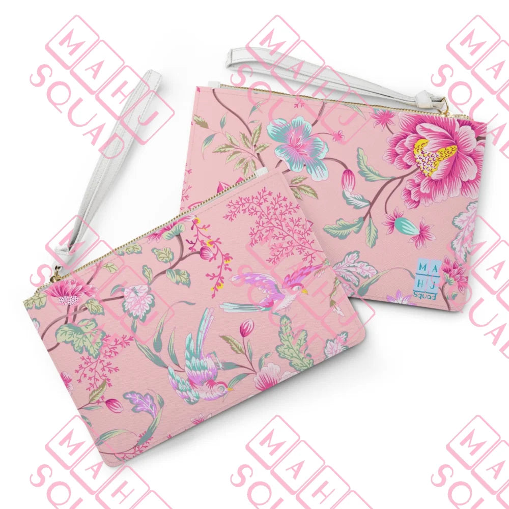 Pink Chinoiserie Mahjong League card clutch - Clutches & Evening Bags