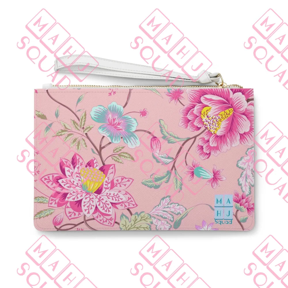 Pink Chinoiserie Mahjong League card clutch - Clutches & Evening Bags