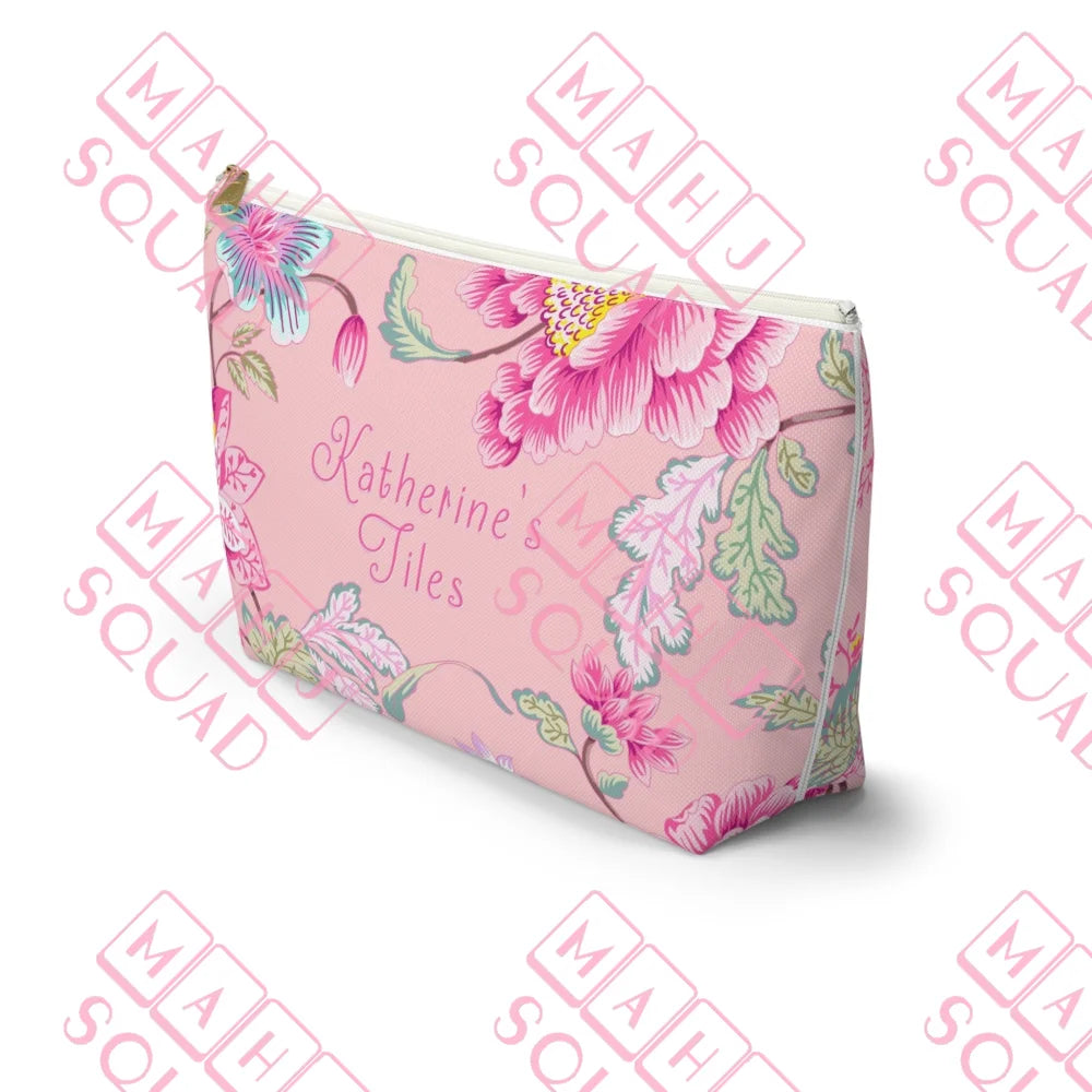 Pink Floral Chinoiserie Mahjong Tile bag - Pouches & Coin Purses