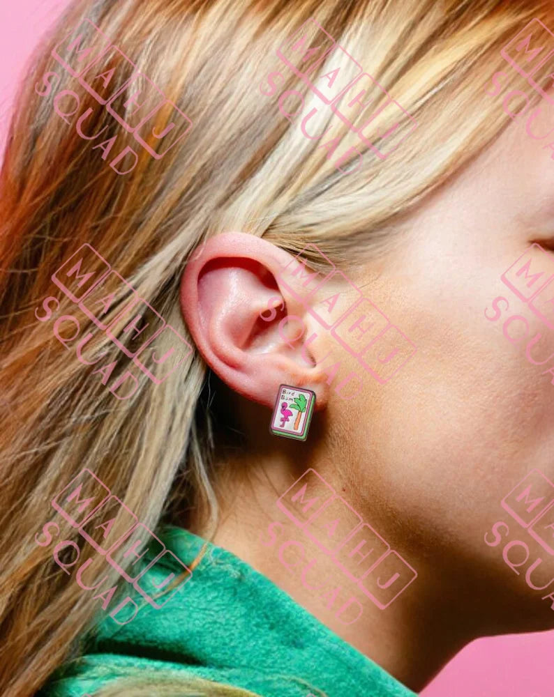Bird Bam Mahjong earrings - Stud Earrings