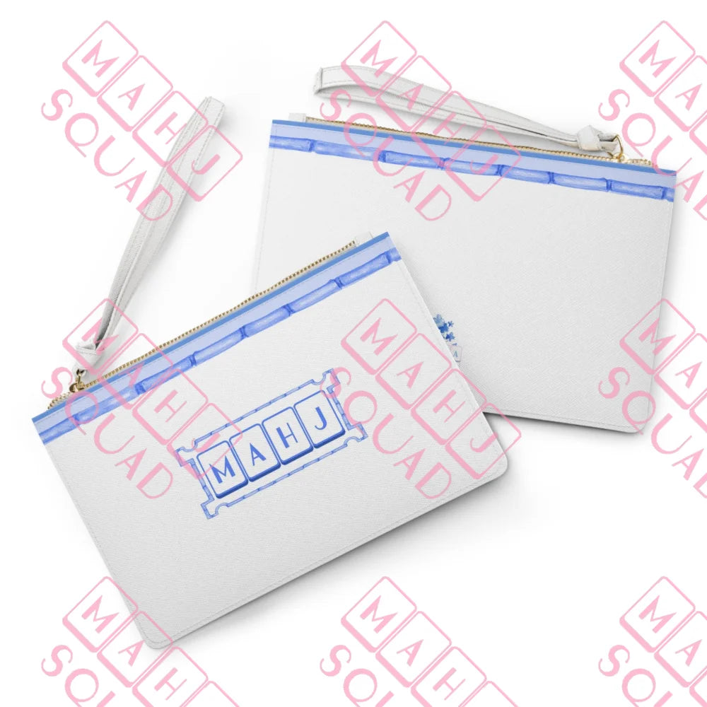 Blue Chinoiserie Mahjong League card pouch - Clutches & Evening Bags