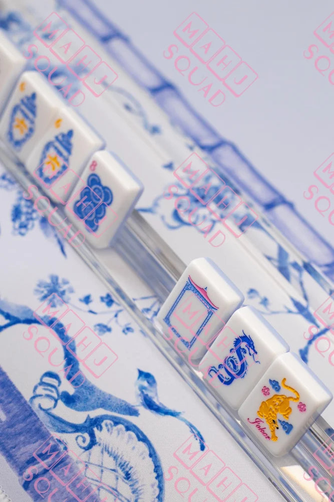 Blue Chinoiserie Mahjong Mat - Mahjong Mats