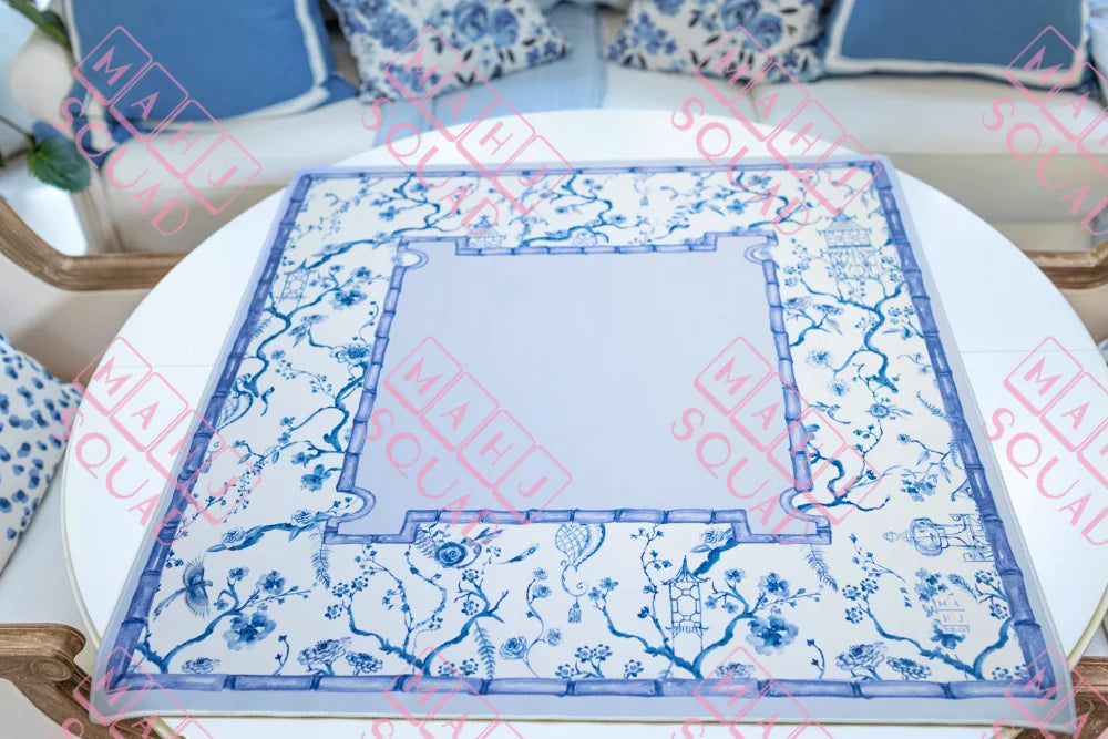 Blue Chinoiserie Mahjong Mat - Mahjong Mats