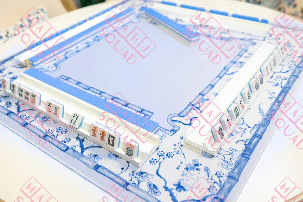 Blue Chinoiserie Mahjong Mat - Mahjong Mats