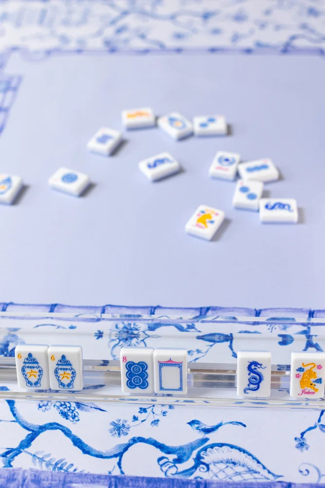 Blue Chinoiserie Mahjong Mat - Mahjong Mats