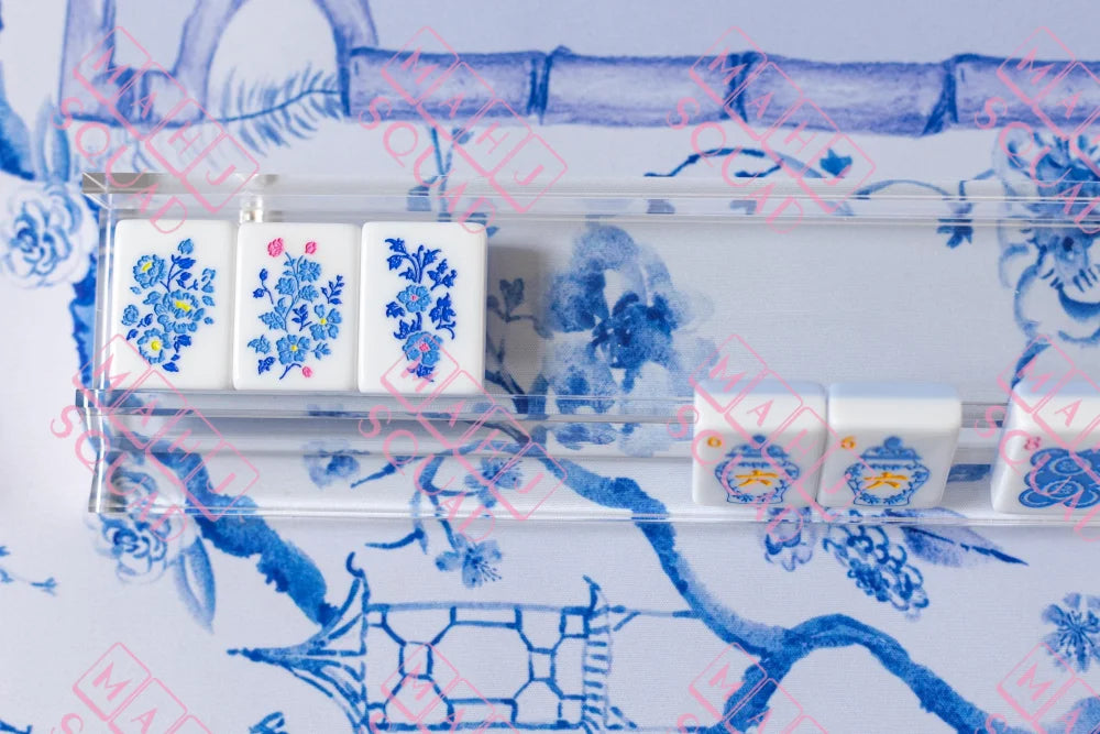Blue Chinoiserie Mahjong Mat - Mahjong Mats