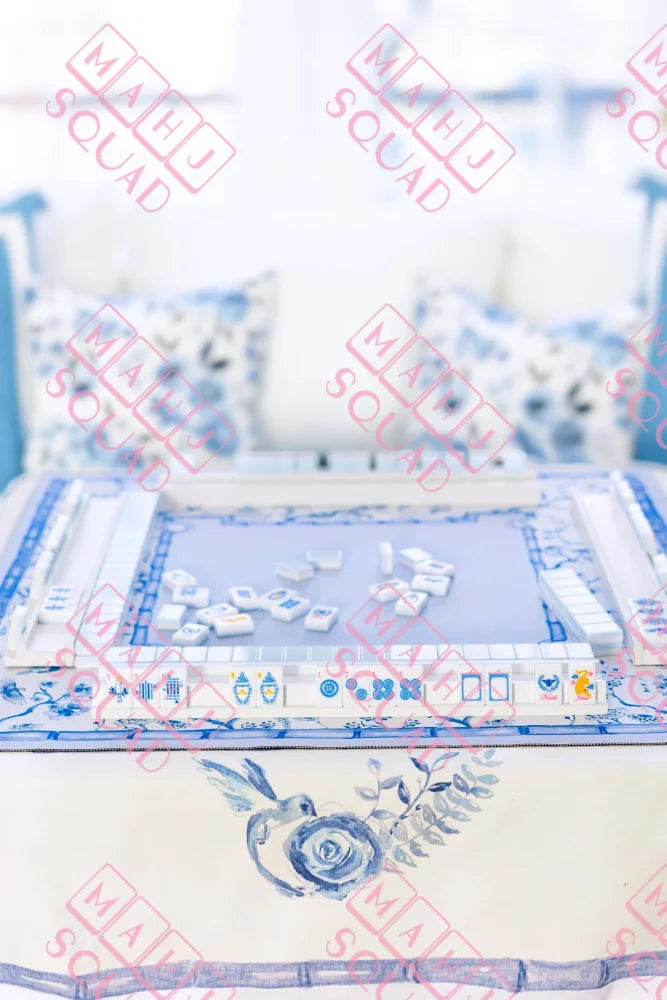 Blue Chinoiserie Mahjong Mat - Mahjong Mats