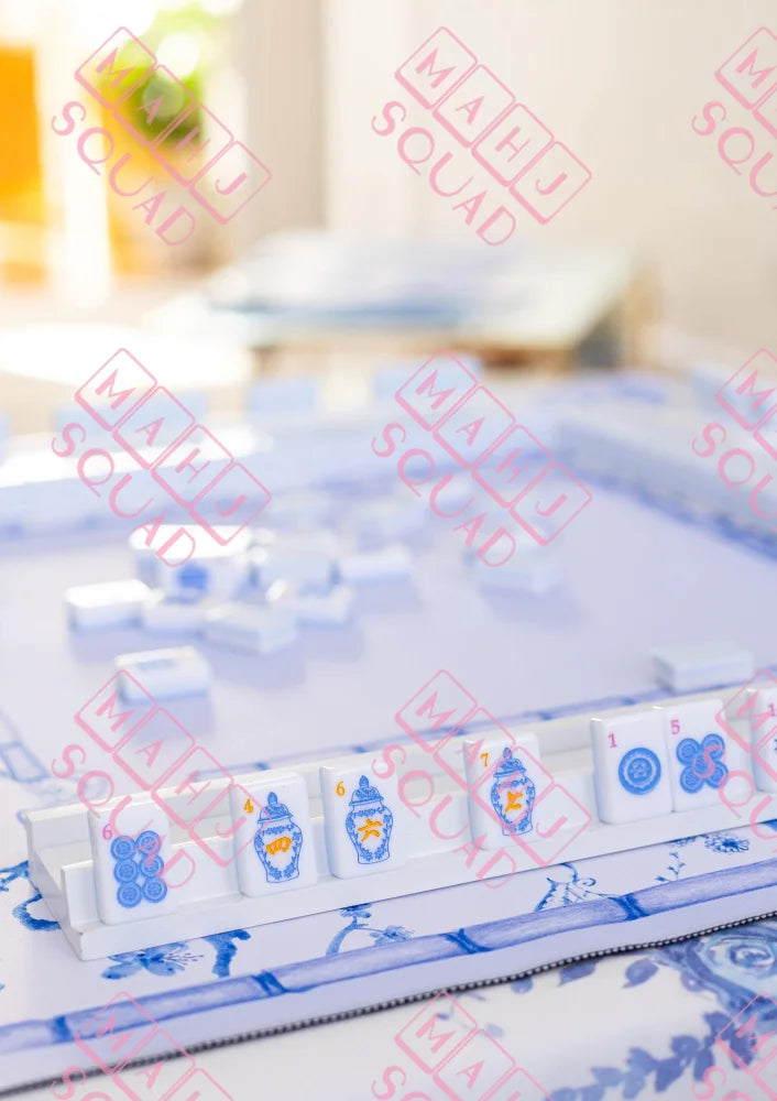 Blue Chinoiserie Mahjong Tiles - Mahjong