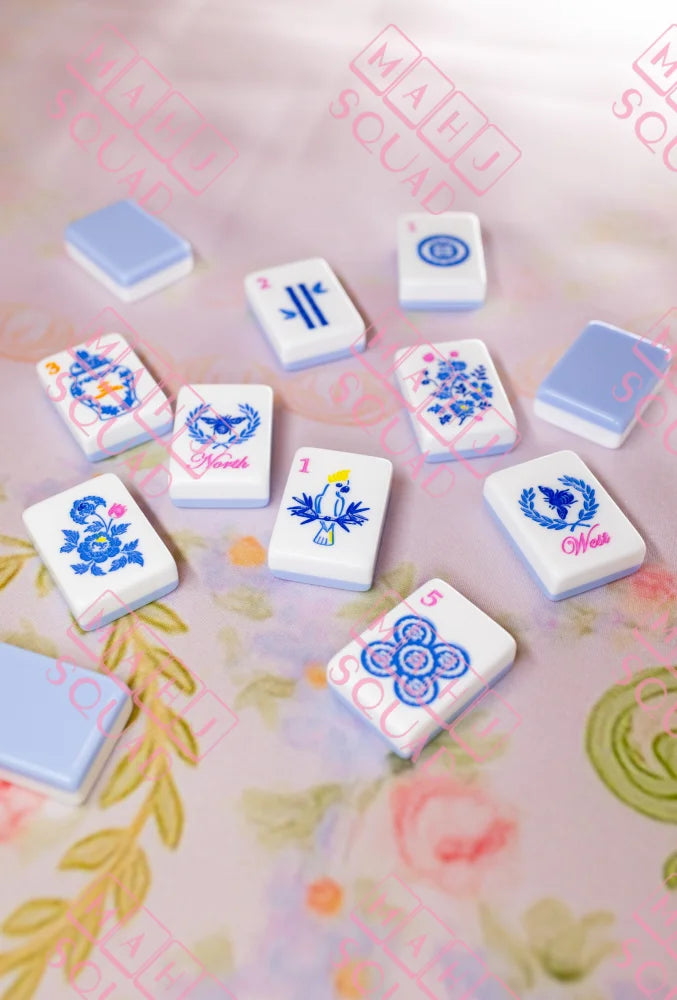 Blue Chinoiserie Mahjong Tiles - Mahjong