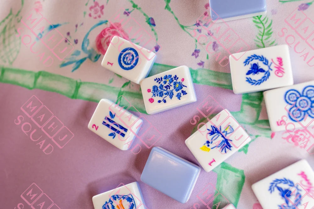 Blue Chinoiserie Mahjong Tiles - Mahjong