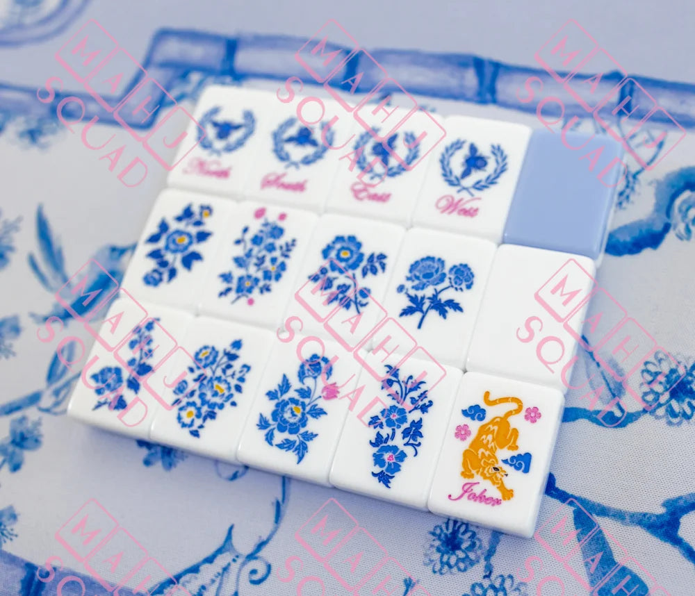 Blue Chinoiserie Mahjong Tiles - Mahjong