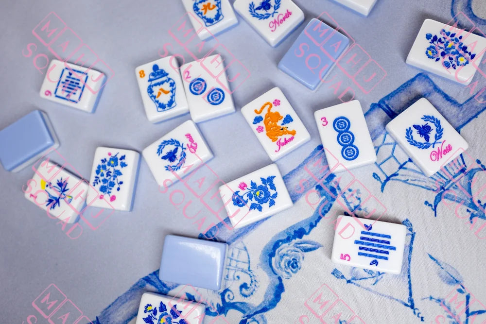 Blue Chinoiserie Mahjong Tiles - Mahjong