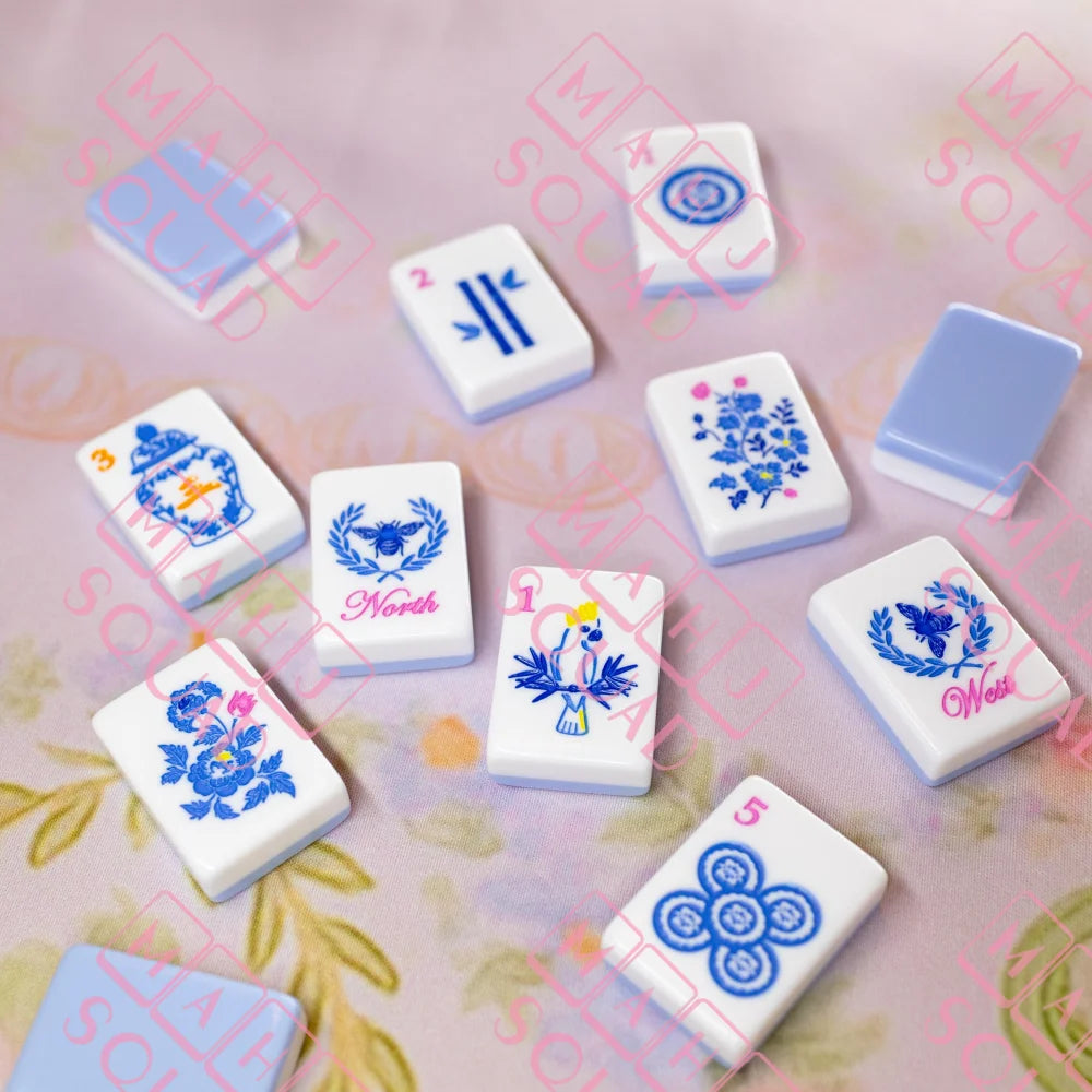 Blue Chinoiserie Mahjong Tiles - Mahjong