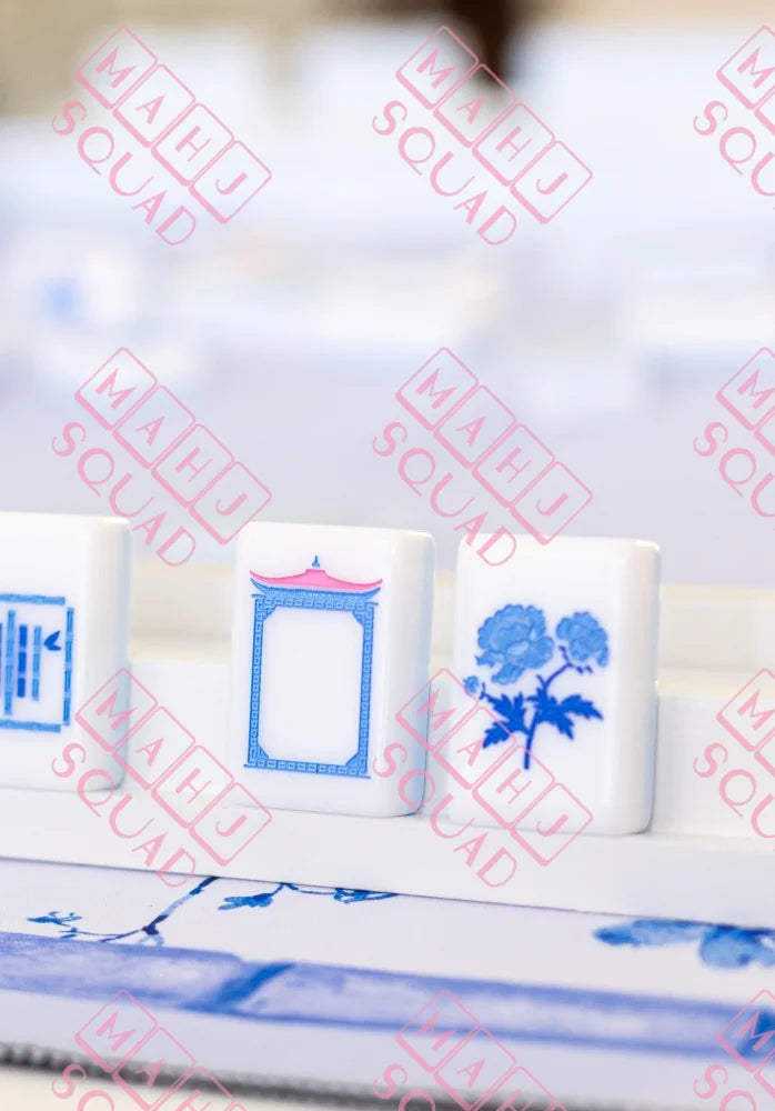 Blue Chinoiserie Mahjong Tiles - Mahjong