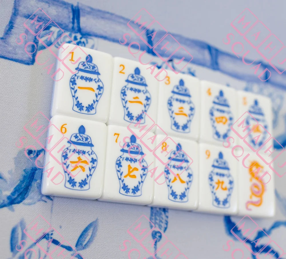 Blue Chinoiserie Mahjong Tiles - Mahjong