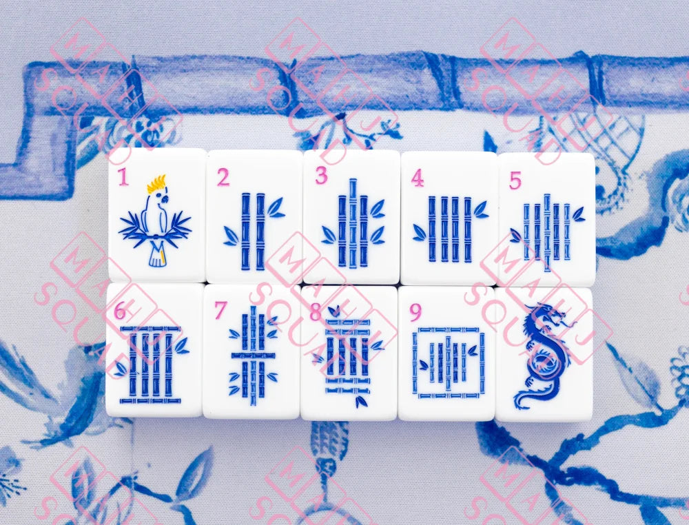 Blue Chinoiserie Mahjong Tiles - Mahjong