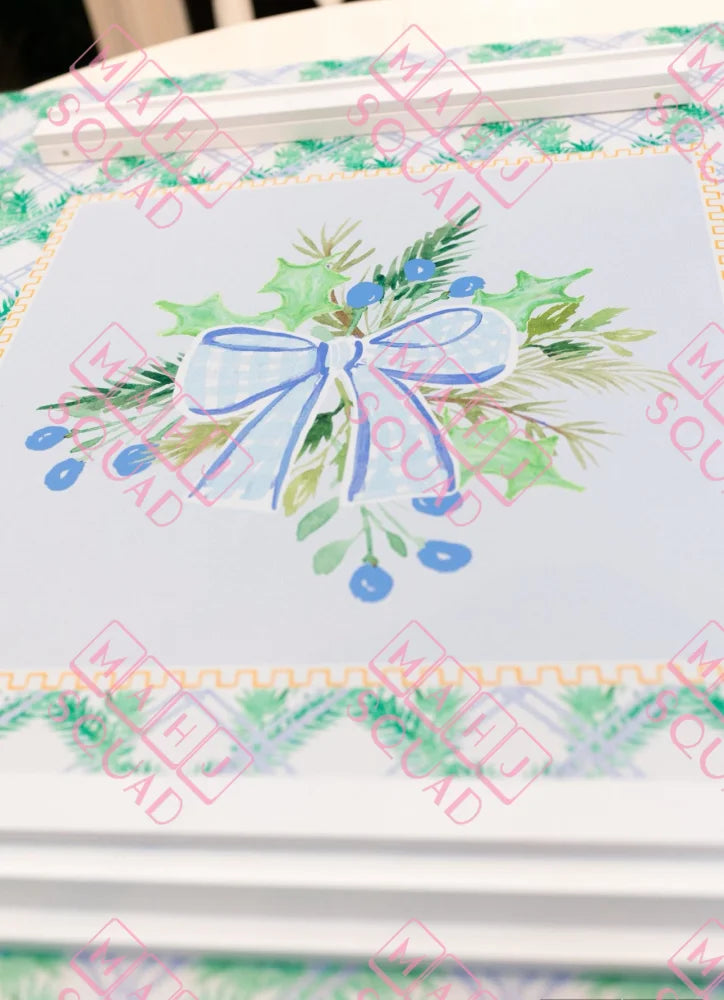 Blue Christmas Mahjong Mat - Mahjong Mats
