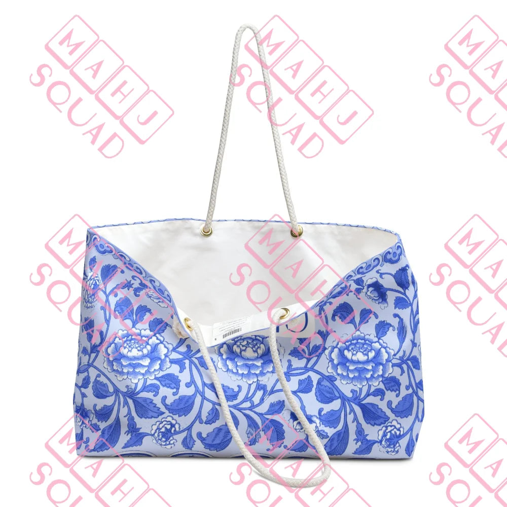 Blue Floral Mahjong Tote bag - Totes
