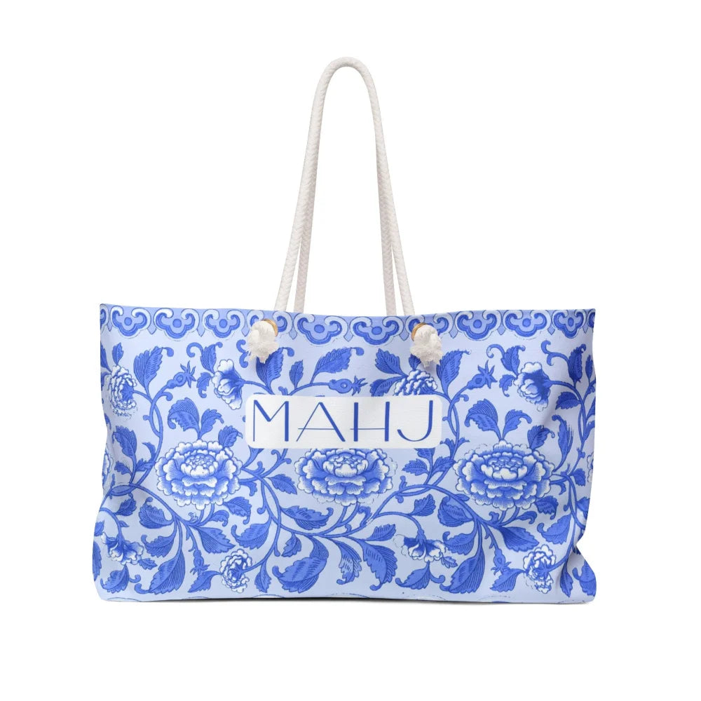 Blue Floral Mahjong Tote bag - Totes