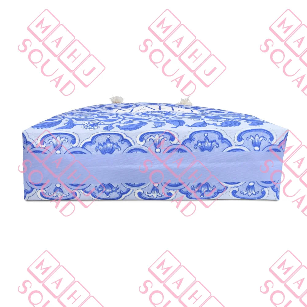 Blue Floral Mahjong Tote bag - Totes