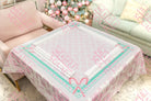 Candy Cane Pink Wonderland Christmas mahjong mat in pink, red and mint with candy cane borders, 33.5 inch neoprene