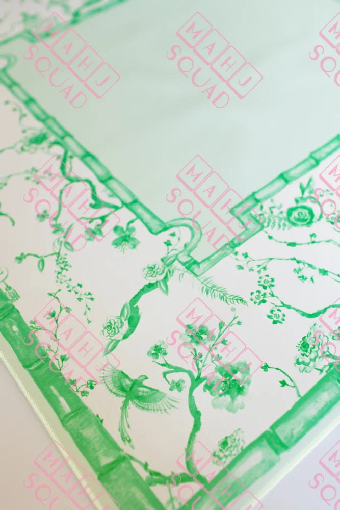 Jade Green Chinoiserie Mahjong Mat - Mahjong Mats