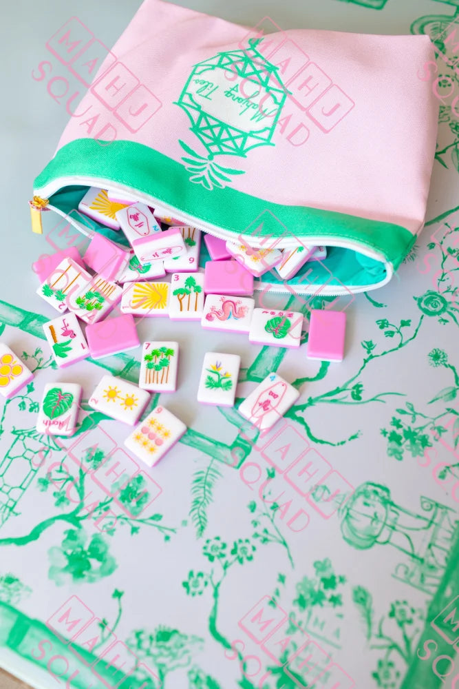Jade Green Chinoiserie Mahjong Mat - Mahjong Mats