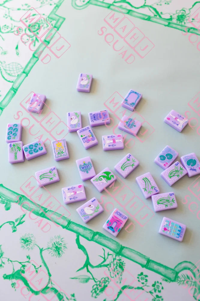 Jade Green Chinoiserie Mahjong Mat - Mahjong Mats