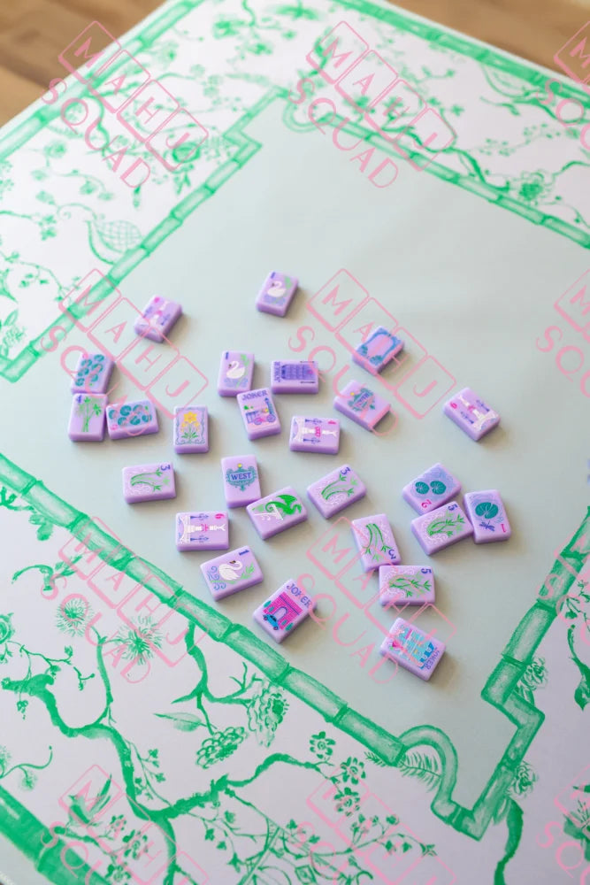 Jade Green Chinoiserie Mahjong Mat - Mahjong Mats