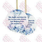 Mahjong Christmas ornament about Friends and wine blue and white mahjong ornament Chinoiserie Mahjong ornament mahjong