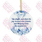 Mahjong Christmas ornament about Friends and wine blue and white mahjong ornament Chinoiserie Mahjong ornament mahjong