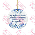 Mahjong Christmas ornament about Friends and wine blue and white mahjong ornament Chinoiserie Mahjong ornament mahjong