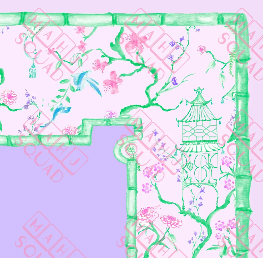 Pastel Chinoiserie Mahjong Mat - Mahjong Mats