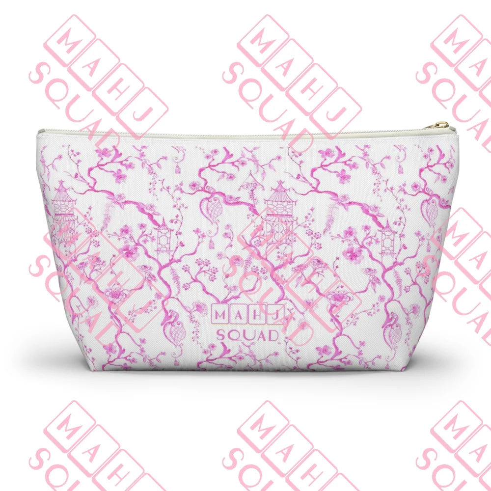 Pink and White Chinoiserie Mahjong tile bag - Pouches & Coin Purses