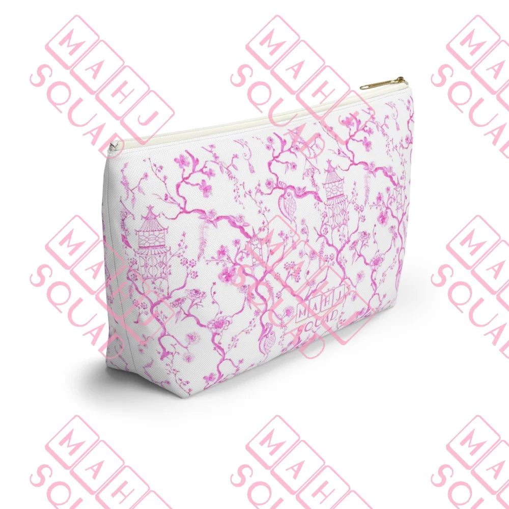 Pink and White Chinoiserie Mahjong tile bag - Pouches & Coin Purses