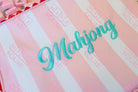 Pink and white embroidered Mahjong tile bag - Pouches & Coin Purses