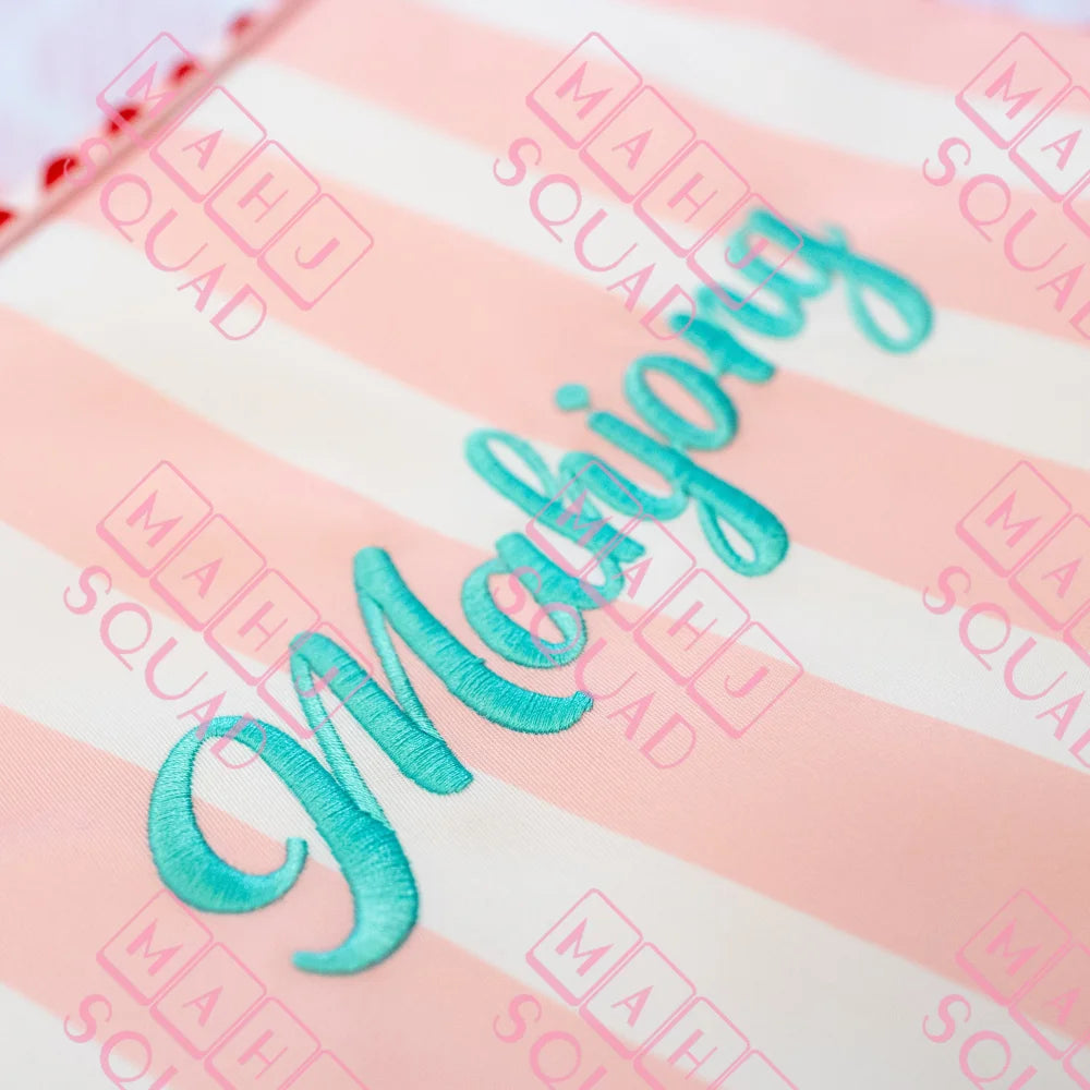 Pink and white embroidered Mahjong tile bag - Pouches & Coin Purses