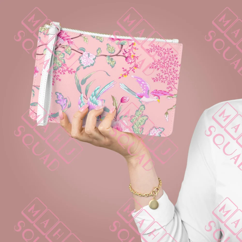 Pink Chinoiserie Mahjong League card clutch - Clutches & Evening Bags