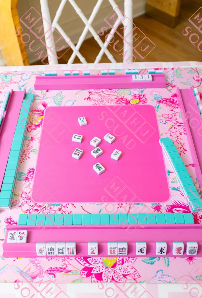 Pink Floral Chinoiserie Mahjong Mat - Mahjong Mats