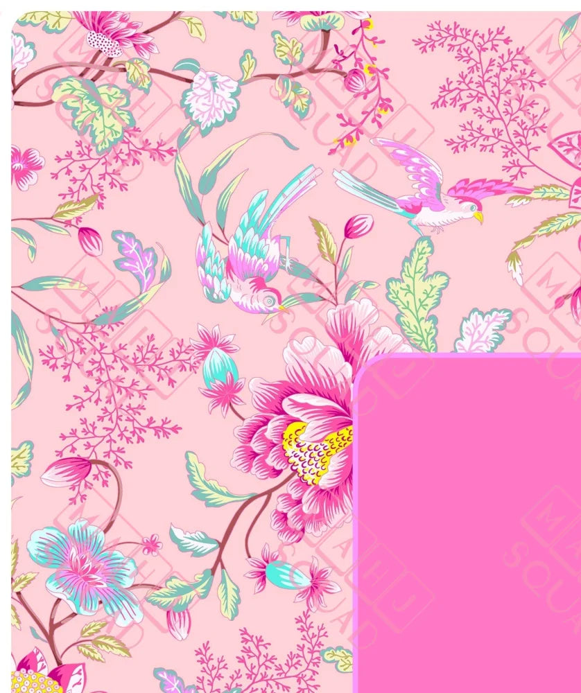 Pink Floral Chinoiserie Mahjong Mat - Mahjong Mats
