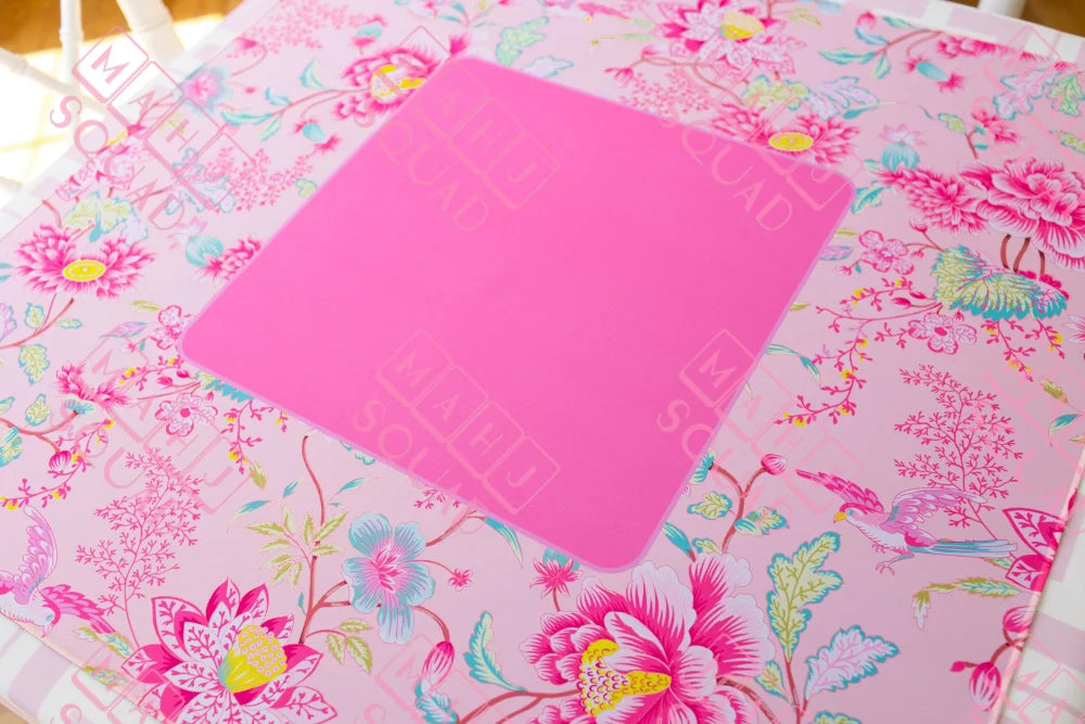 Pink Floral Chinoiserie Mahjong Mat - Mahjong Mats