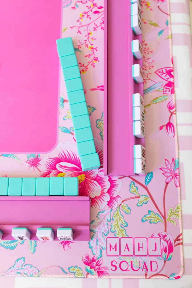 Pink Floral Chinoiserie Mahjong Mat - Mahjong Mats