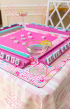 Pink Mid-Century Mahjong Tablecloth in Palm Springs pattern